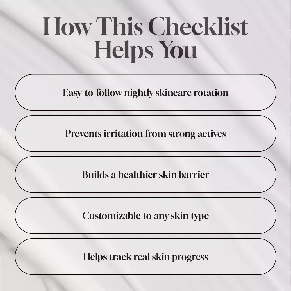 How to Start Skin Cycling Without Irritation Checklist | Beginner-Friendly Digital Download for Glowing Skin, Skincare Routine Guide, Exfoliant & Retinol Rotation