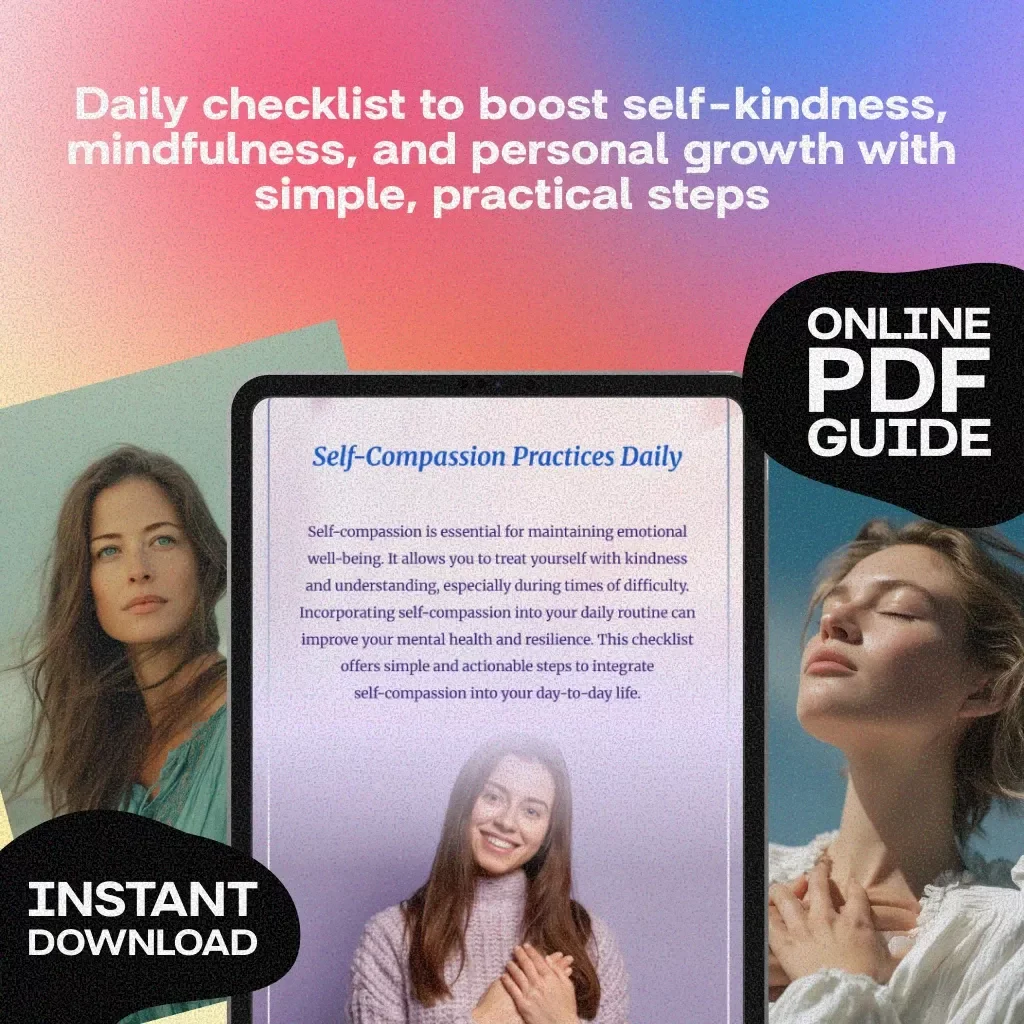Self-Compassion Practices Daily Checklist | Mindfulness, Self-Love, Personal Growth, Mental Wellness Digital Download