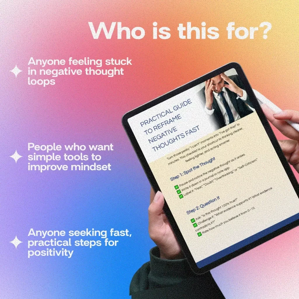Practical Guide to Reframe Negative Thoughts Fast | Mental Wellness Checklist | Mindset Journal Prompts | Digital Self-Help eBook PDF
