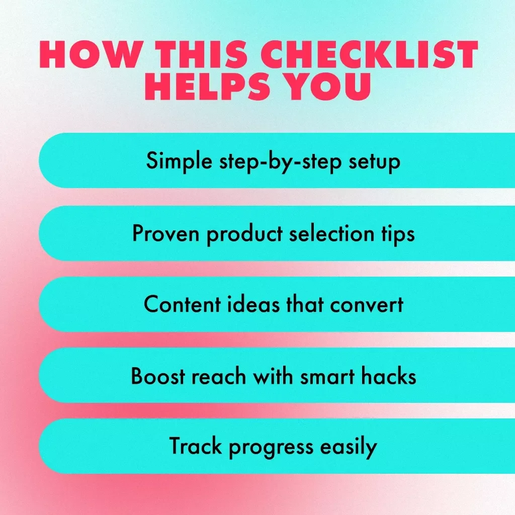 Ultimate TikTok Shop Affiliate Starter Checklist | Digital Download Guide | How to Become a TikTok Shop Affiliate | eBook & Printable Checklist for Beginners