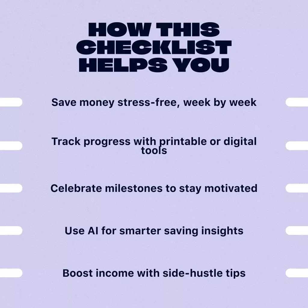 52-Week Savings Challenge That Feels Effortless | Digital Download Checklist | Printable Savings Tracker, Budget Planner, Easy Money-Saving Guide