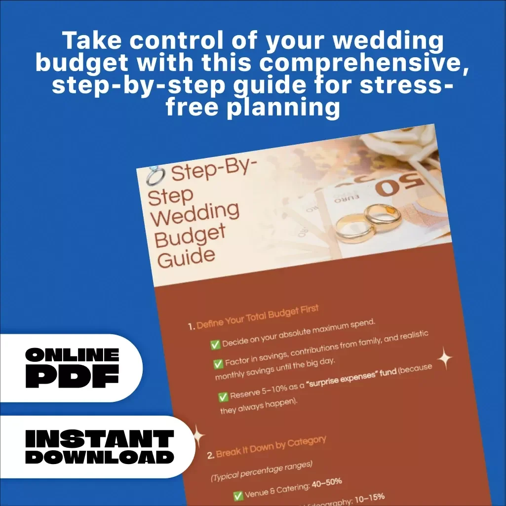 Step-by-Step Wedding Budget Guide - Digital Download Wedding Budget Checklist for Brides & Grooms