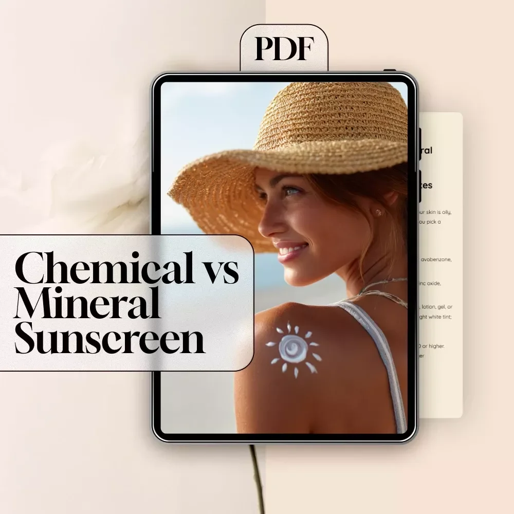 Chemical vs Mineral Sunscreen: Choose In 5 Minutes Checklist | Skincare Guide, Sun Protection eBook, SPF Digital Download