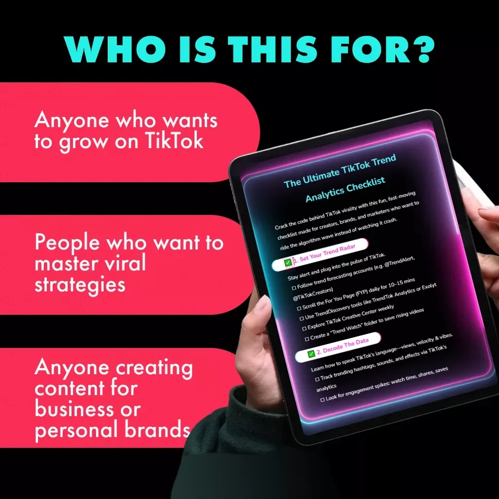 The Ultimate TikTok Trend Analytics Checklist | Viral Video Strategy, Social Media Growth & Creator Marketing Guide | Digital Download eBook & Printable PDF