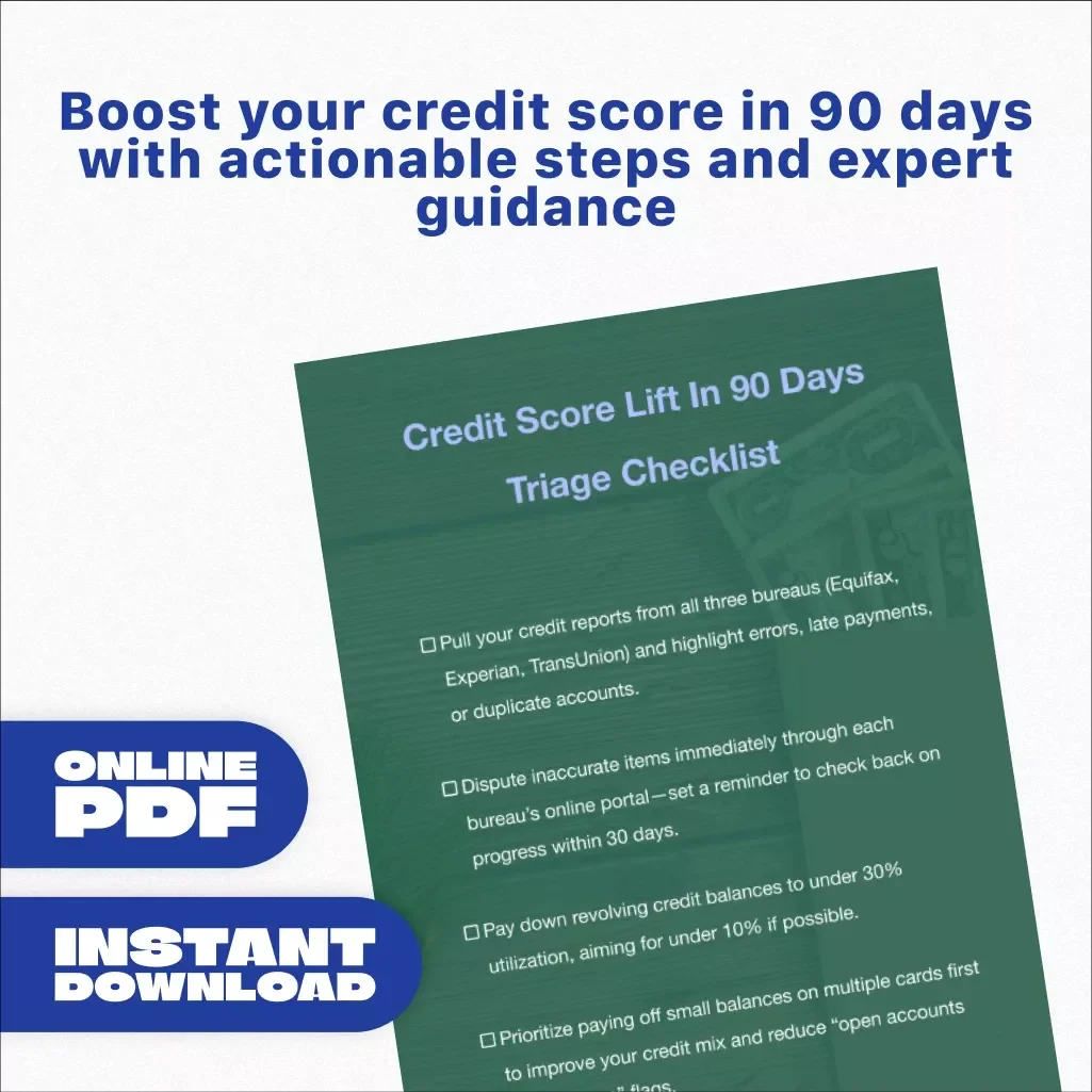 Credit Score Lift In 90 Days Triage Checklist - Boost Your Credit Score with This Simple 90-Day Plan