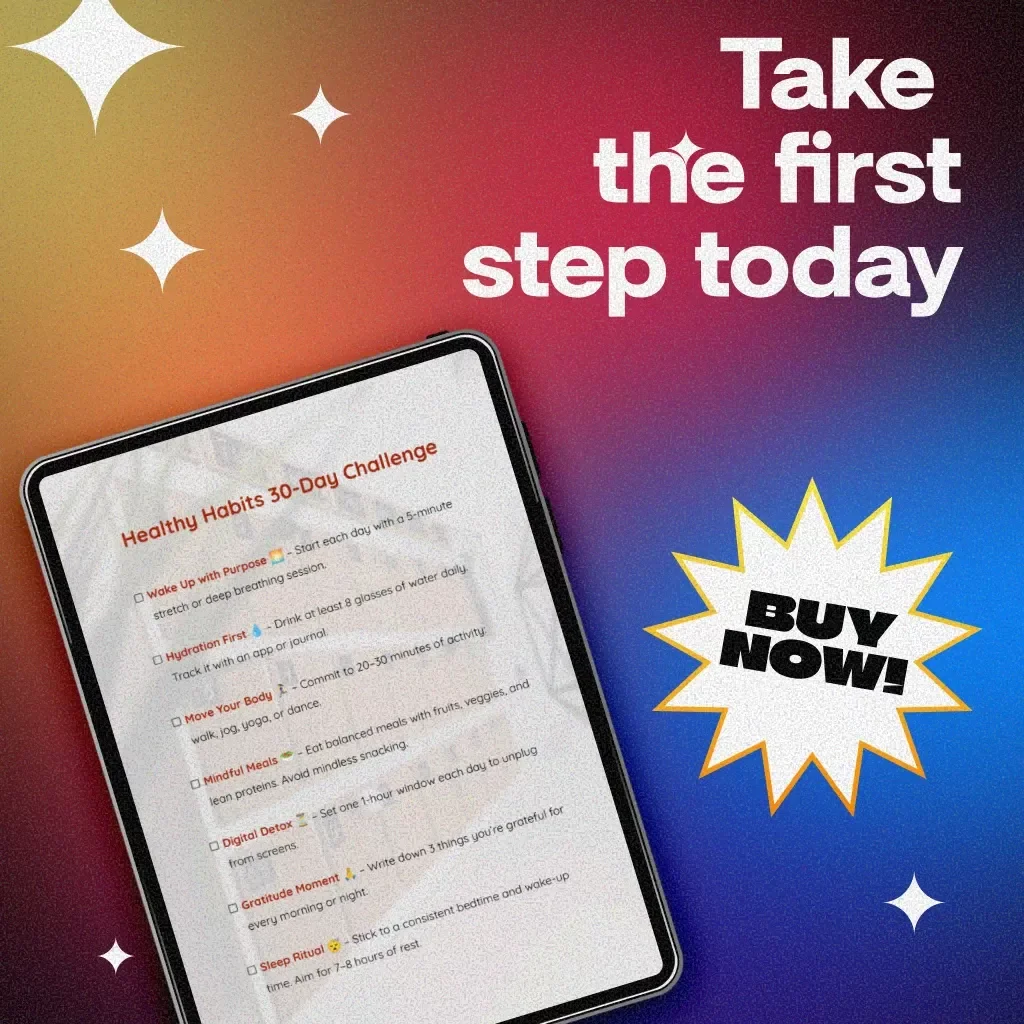 Healthy Habits 30-Day Challenge Checklist | Digital Download for Wellness & Personal Growth