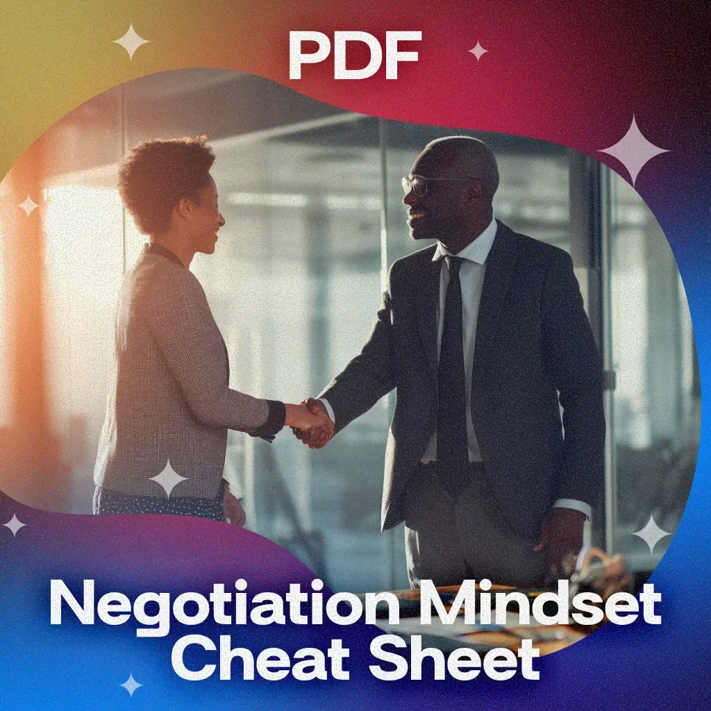 Negotiation Mindset Cheat Sheet | Digital Download Checklist | eBook for Business, Entrepreneurs, Students & Professionals | Negotiation Skills, Strategy & Confidence Guide