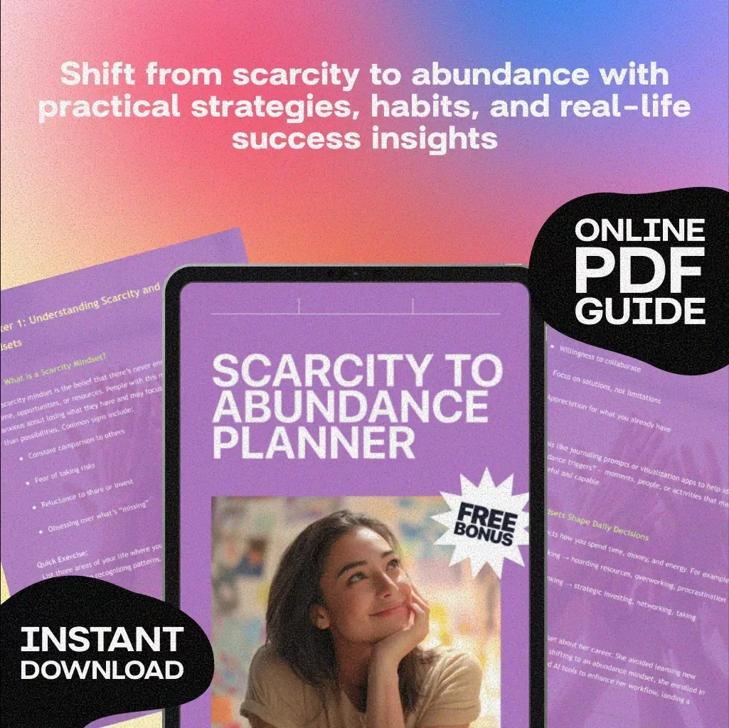 Scarcity to Abundance Planner | Digital Mindset Shift Guide | eBook for Personal Growth, Success & Abundance Lifestyle