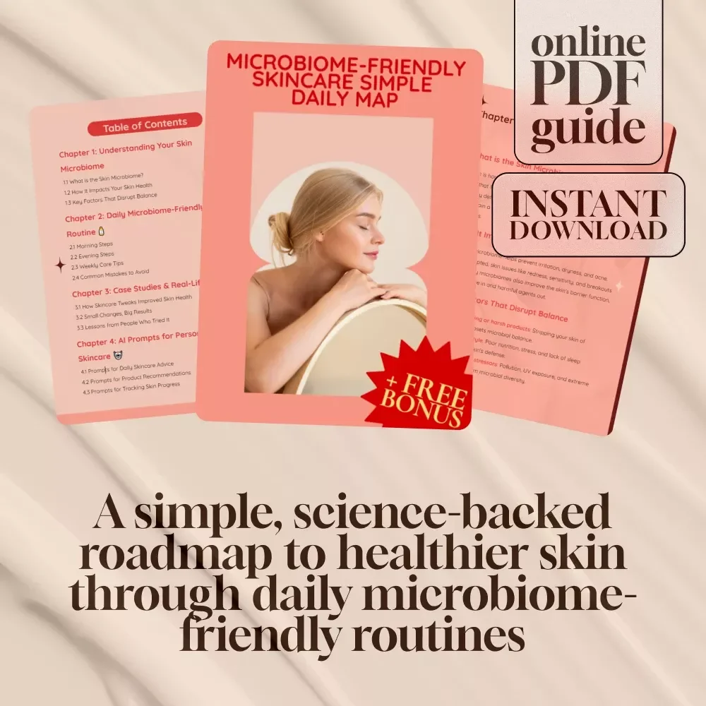 Microbiome-Friendly Skincare (Simple Daily Map) | Digital Guide for Healthy Skin Routine, Skincare Tips, eBook & Checklist for Balanced Skin Microbiome