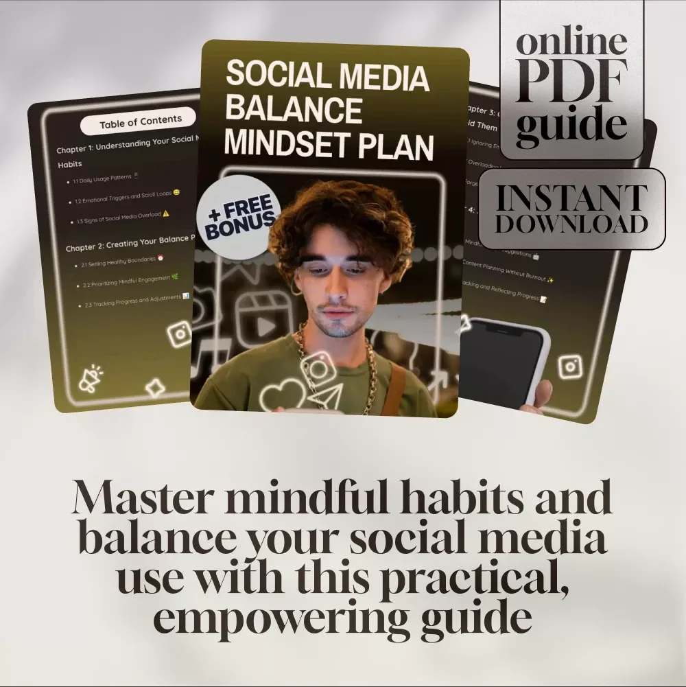 Social Media Balance Mindset Plan | Digital Download Guide for Mindful Social Media Habits, Boundaries, and Healthy Online Lifestyle