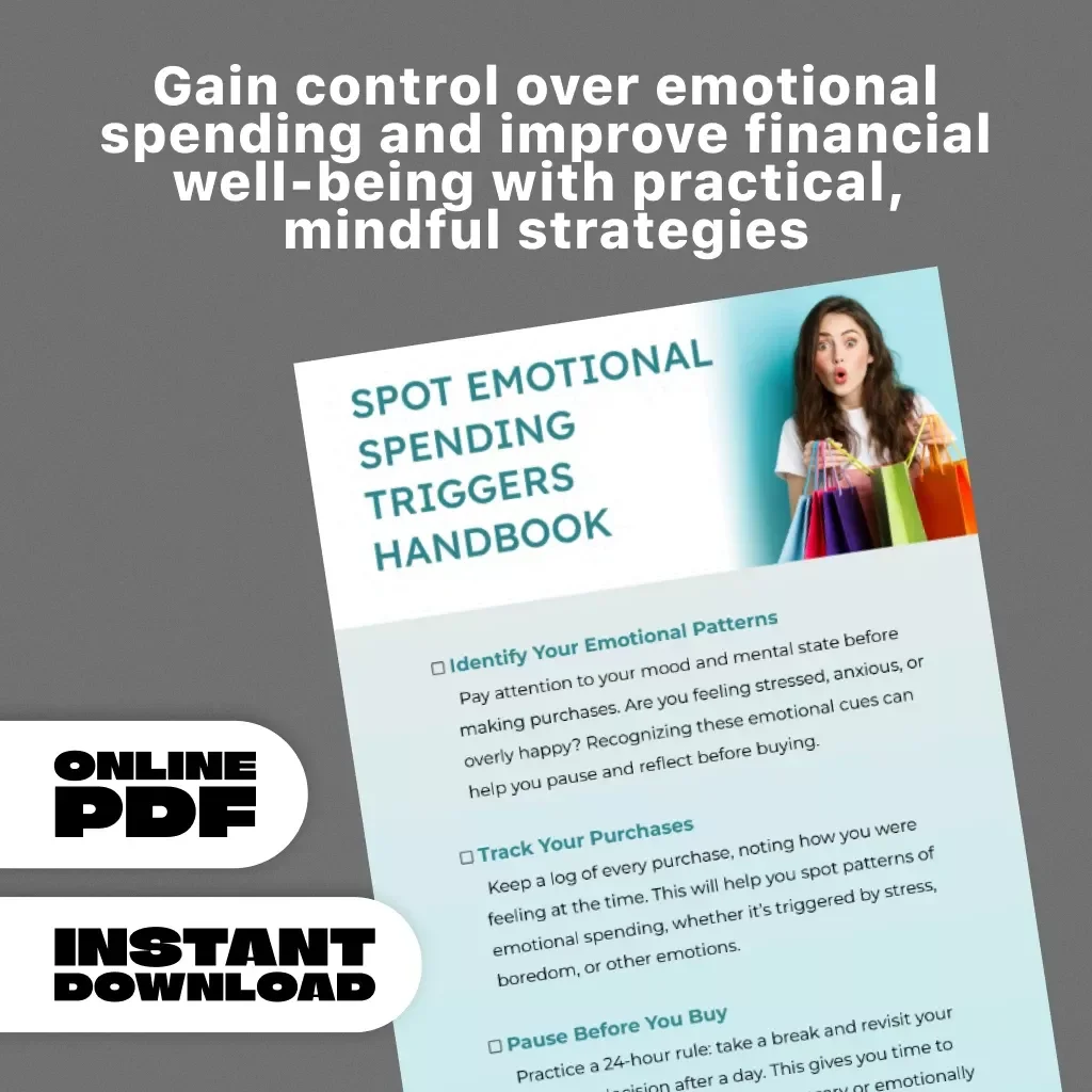 Spot Emotional Spending Triggers Handbook - Digital Download Checklist for Managing Impulse Purchases and Improving Financial Health