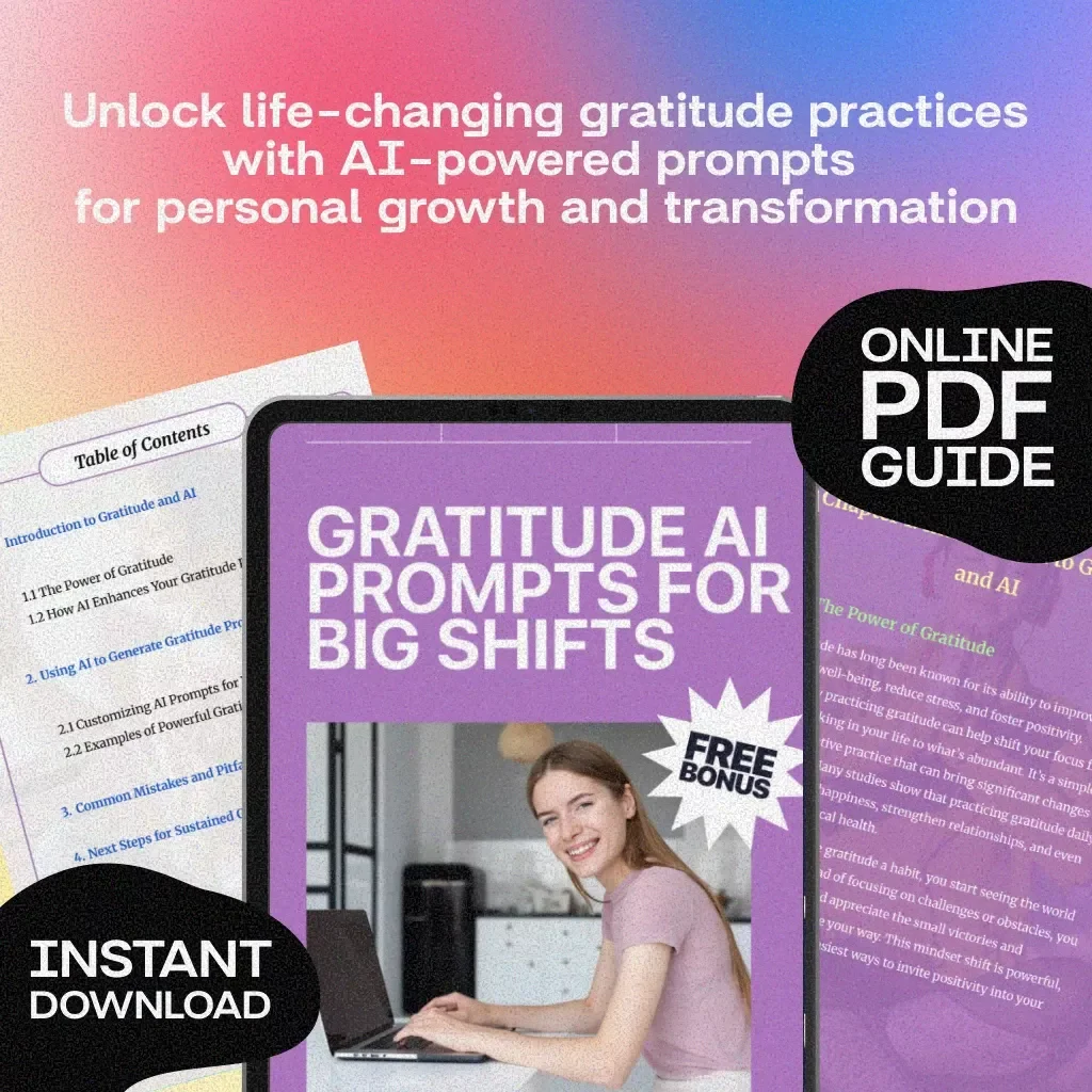 Gratitude AI Prompts for Big Shifts | Digital Download Guide for Mindfulness, Journaling, and Personal Growth