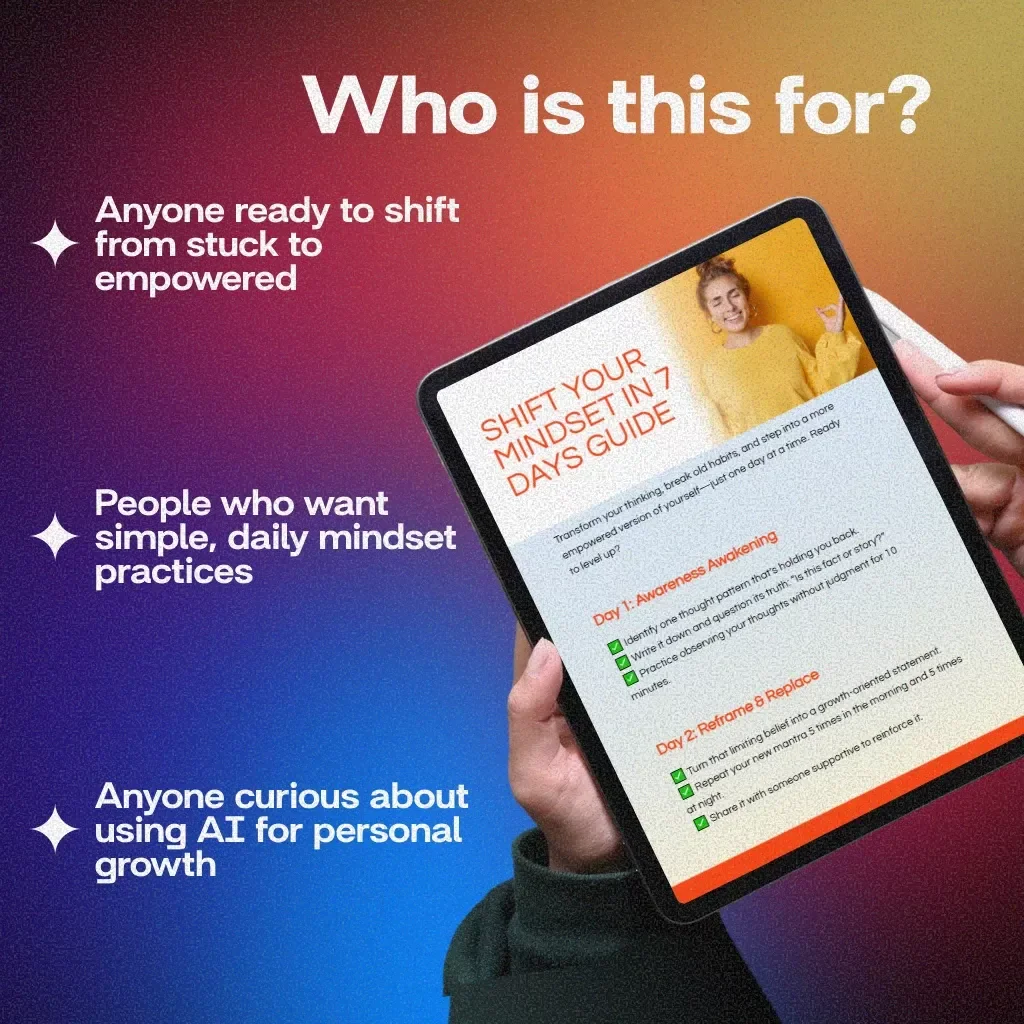 Shift Your Mindset In 7 Days Guide | Growth Mindset Checklist | Self Improvement Digital Download | Personal Development eBook | Mindset Transformation Printable