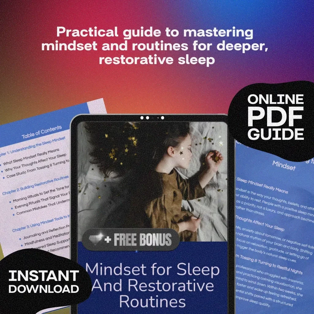 Mindset for Sleep And Restorative Routines | Digital Sleep Guide, eBook, Bedtime Checklist, Sleep Mindset Journal, Rest & Relaxation Rituals