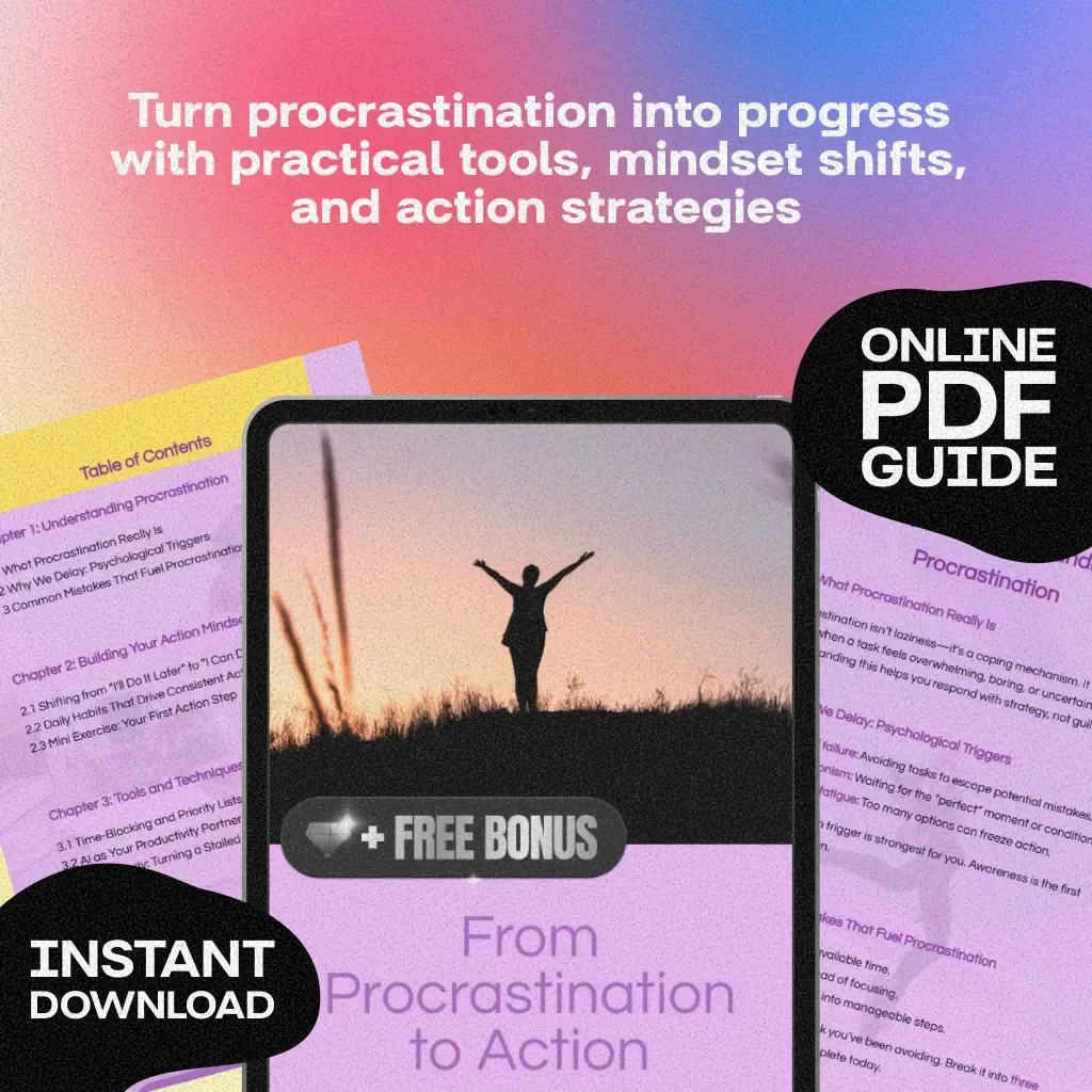 From Procrastination to Action Plan | Productivity Guide | Digital Download eBook for Time Management, Motivation, and Personal Growth