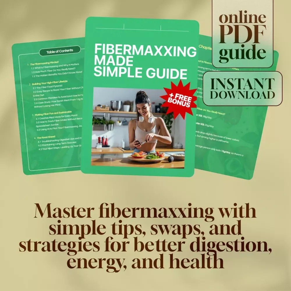 Fibermaxxing Made Simple Guide | High-Fiber Lifestyle eBook | Gut Health Digital Download | Nutrition Checklist & Meal Ideas for Easy Fiber Boost