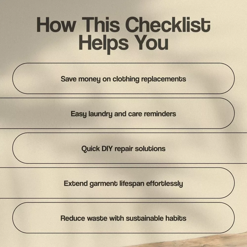 Clothing Care & Repair How-To Booklet | Digital Download Checklist for Garment Care, Wardrobe Repair, Laundry Tips & Sustainable Clothing Maintenance