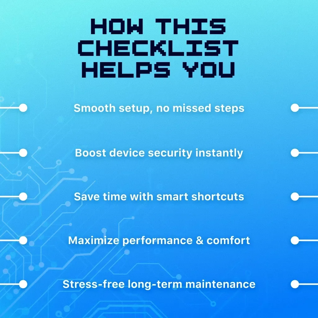 Essential Gadget Setup Checklist for New Devices | Digital Download Guide, eBook & Printable Setup KEYWORDS