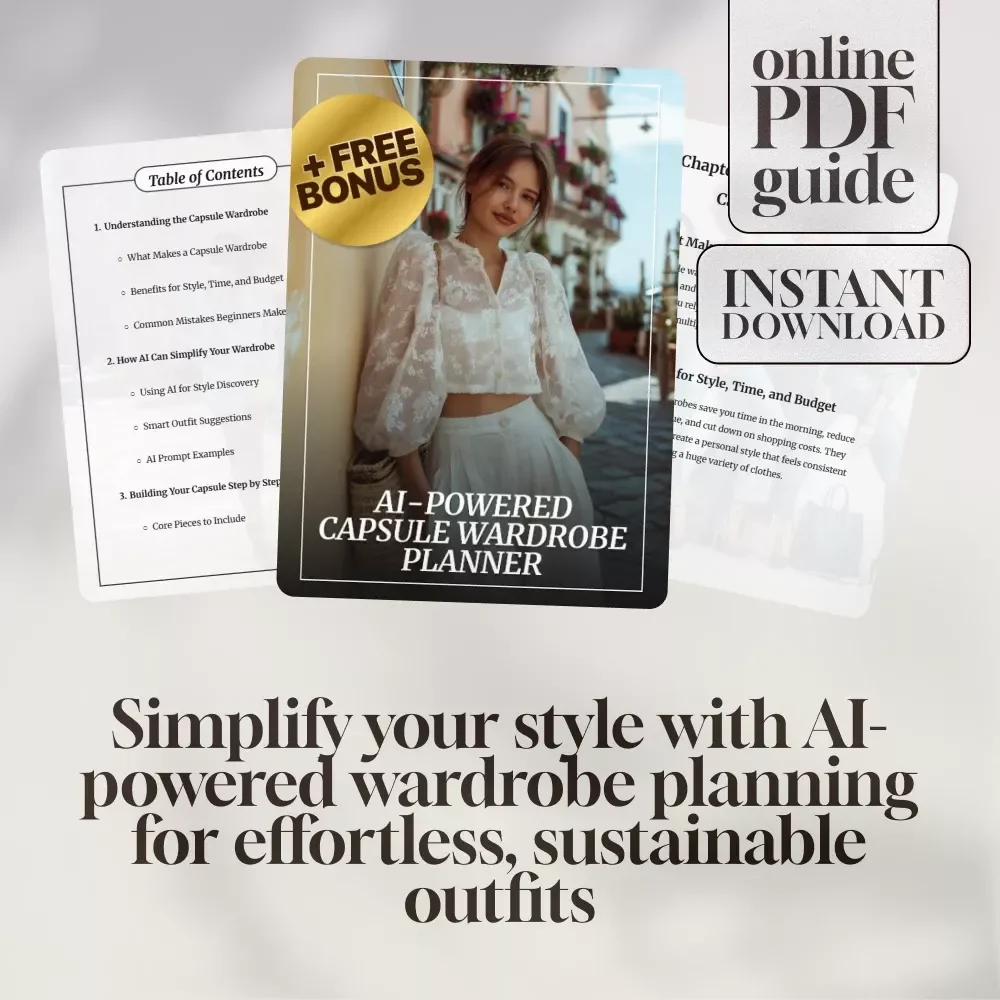 AI-Powered Capsule Wardrobe Planner | Minimalist Style Guide, Digital Download eBook, Smart Outfit Suggestions, Sustainable Fashion Checklist