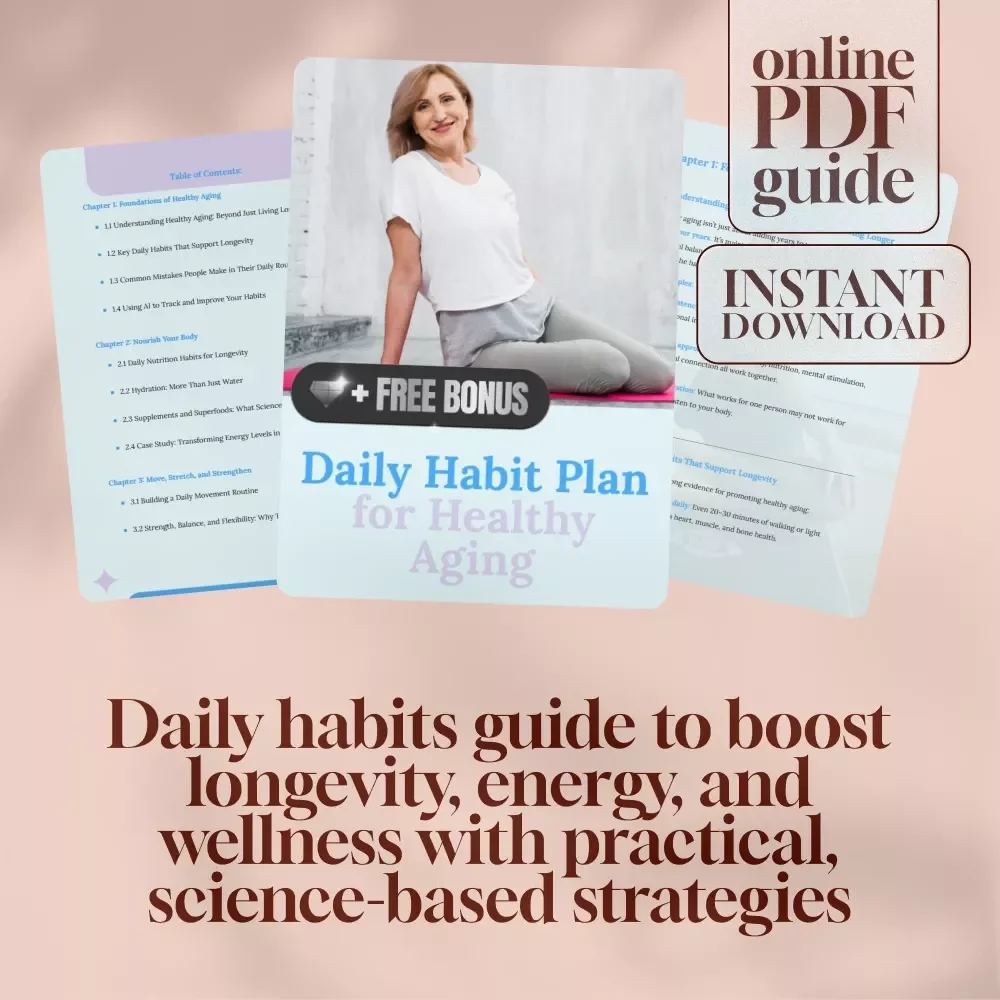 Daily Habit Plan for Healthy Aging | Digital Guide for Longevity, Wellness, Nutrition, and Mindfulness | Printable eBook & Checklist for Healthy Routines