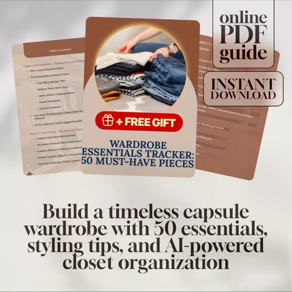 Wardrobe Essentials Tracker: 50 Must-Have Pieces | Digital Capsule Wardrobe Guide, Minimalist Closet Planner, Printable Fashion Checklist, eBook PDF Download