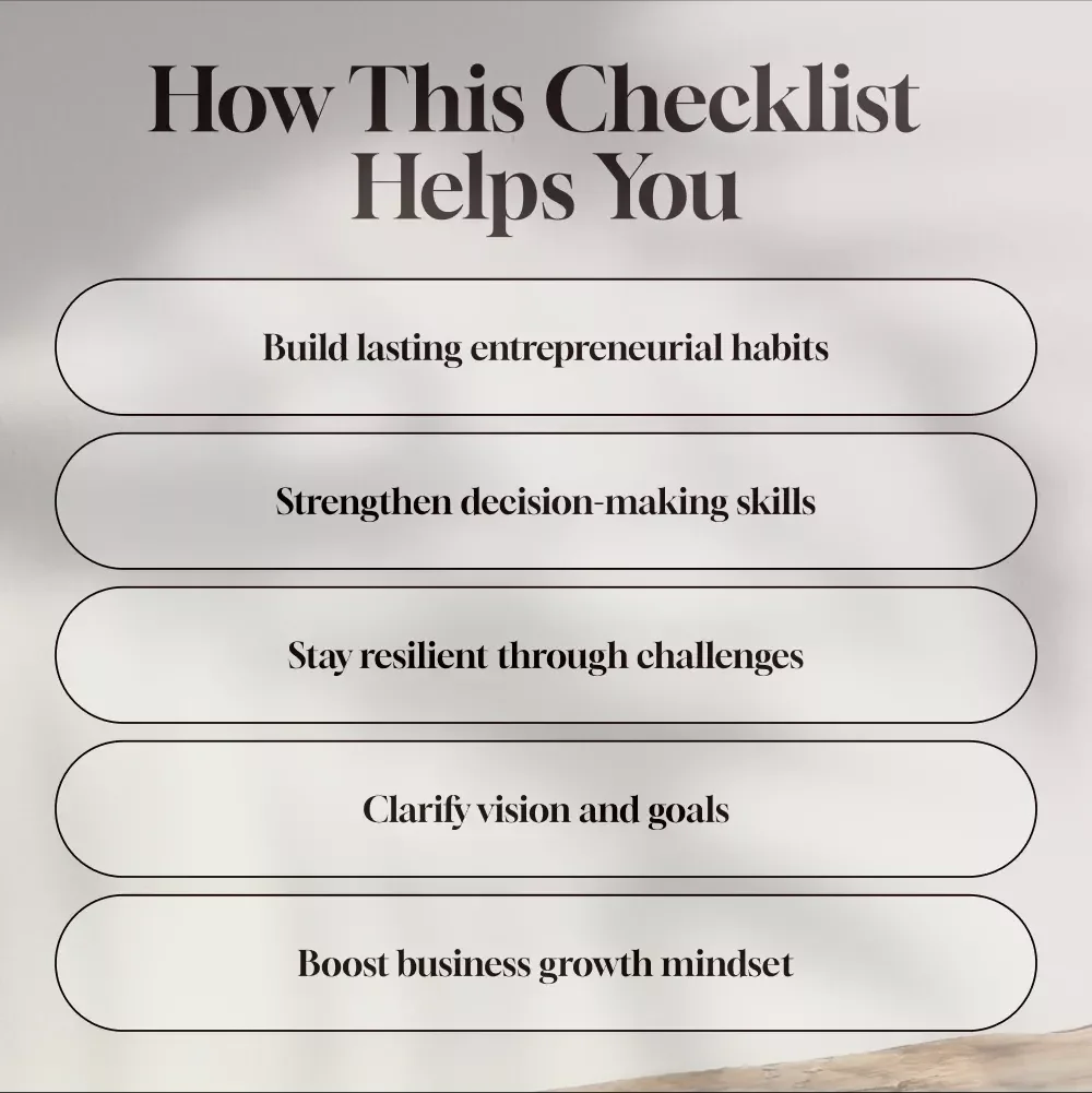 Entrepreneur Mindset Roadmap Checklist | Digital Download Guide for Success Habits, Business Growth & Entrepreneur Skills