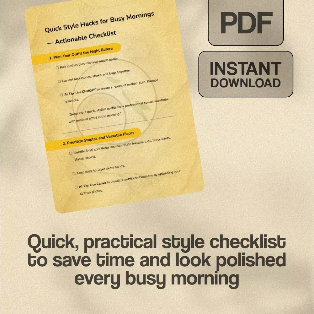 Quick Style Hacks for Busy Mornings – Digital Checklist for Effortless Outfit Planning, Time-Saving Fashion Tips, and AI-Powered Wardrobe Hacks