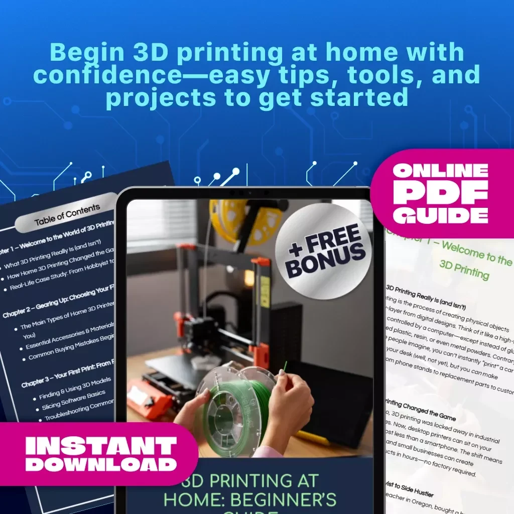 3D Printing at Home: Beginner’s Guide | Digital Download eBook for DIY Makers, Hobbyists & Small Business | Learn 3D Printing Basics, Printers, Tools & Projects | KEYWORDS