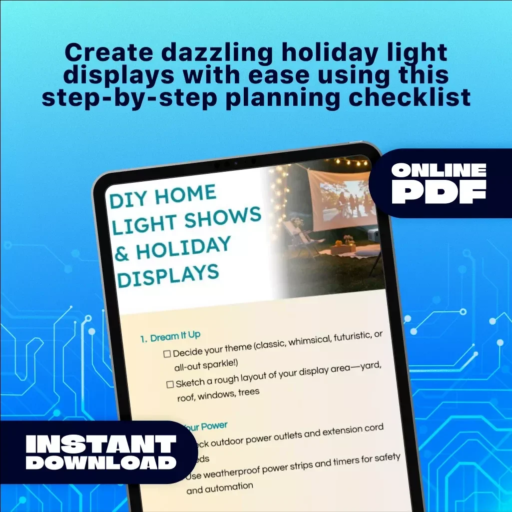 DIY Home Light Shows & Holiday Displays Checklist | Christmas Lights Planner | Outdoor Holiday Decor Guide | Digital Download