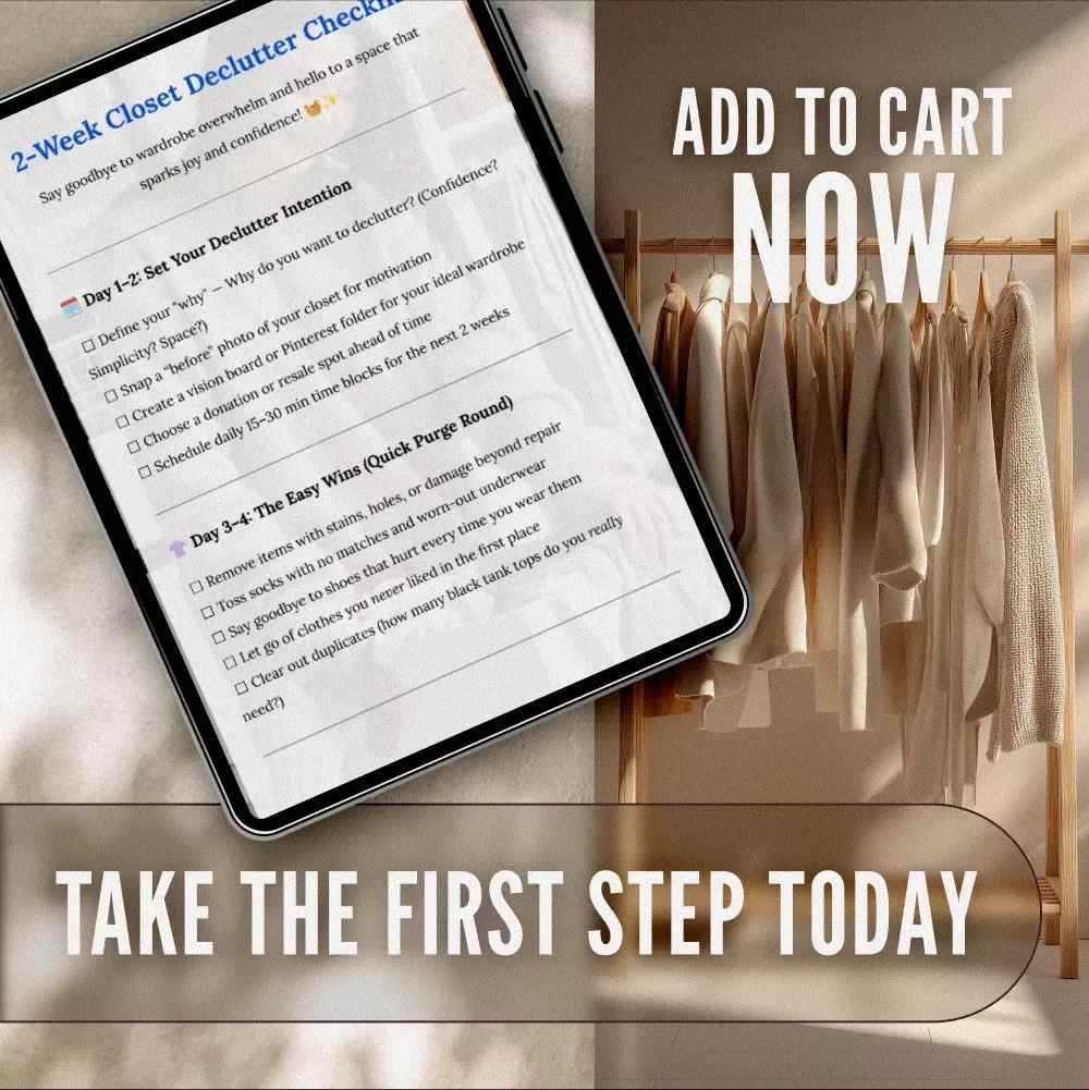 2-Week Closet Declutter Checklist | Printable Digital Download | Minimalist Wardrobe Organization Guide, Capsule Closet Planner, Decluttering eBook