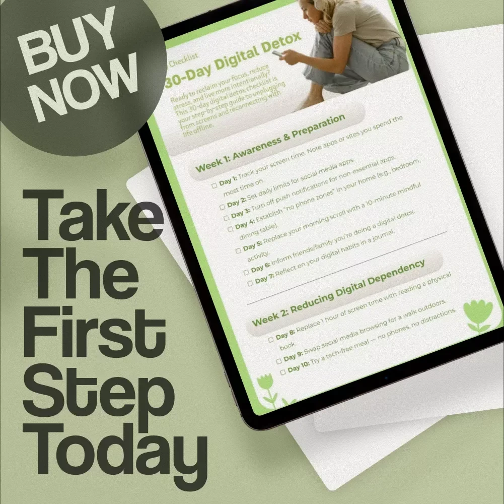 30-Day Digital Detox Checklist | Printable Self-Care eBook, Screen Time Reset, Mindful Living Digital Download