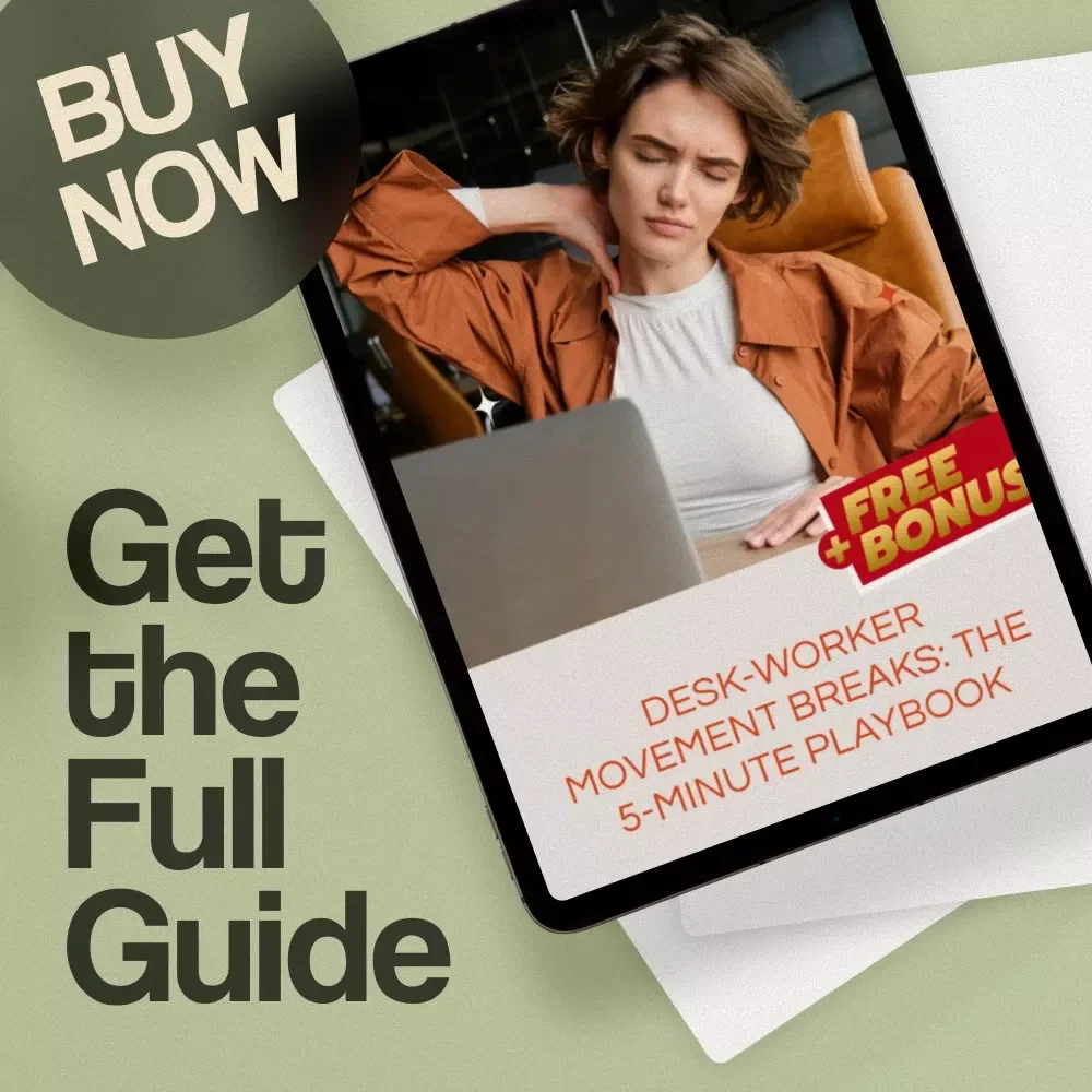 Desk-Worker Movement Breaks: The 5-Minute Playbook | Digital Guide for Office Workers, Printable eBook, Wellness Checklist, Productivity Boost