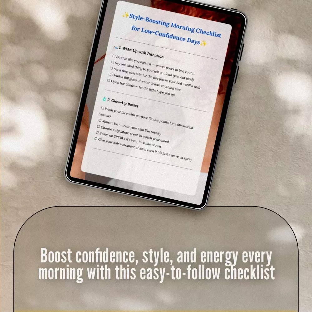 Style-Boosting Morning Checklist for Low-Confidence Days | Confidence Boost Daily Routine | Digital Download Self-Care & Style Guide
