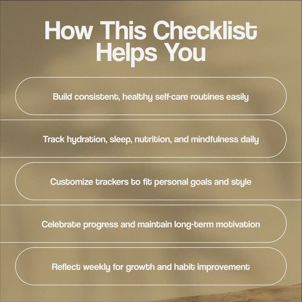 Printable Self-Care Habit Tracker – Glow-Up Checklist for Daily Wellness & Mindfulness