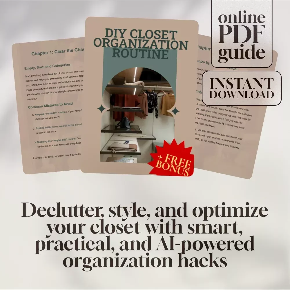 DIY Closet Organization Routine | Digital Download Guide for Decluttering, Storage Solutions, and Closet Styling