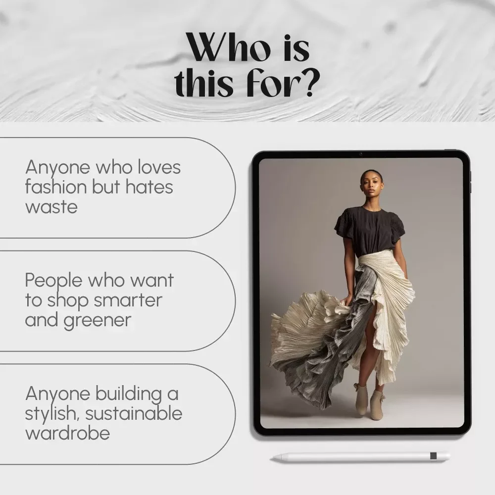 Sustainable Shopping Guide for Fashion Lovers | Eco-Friendly eBook, Conscious Style Checklist, Digital Download for Ethical Fashion Wardrobe