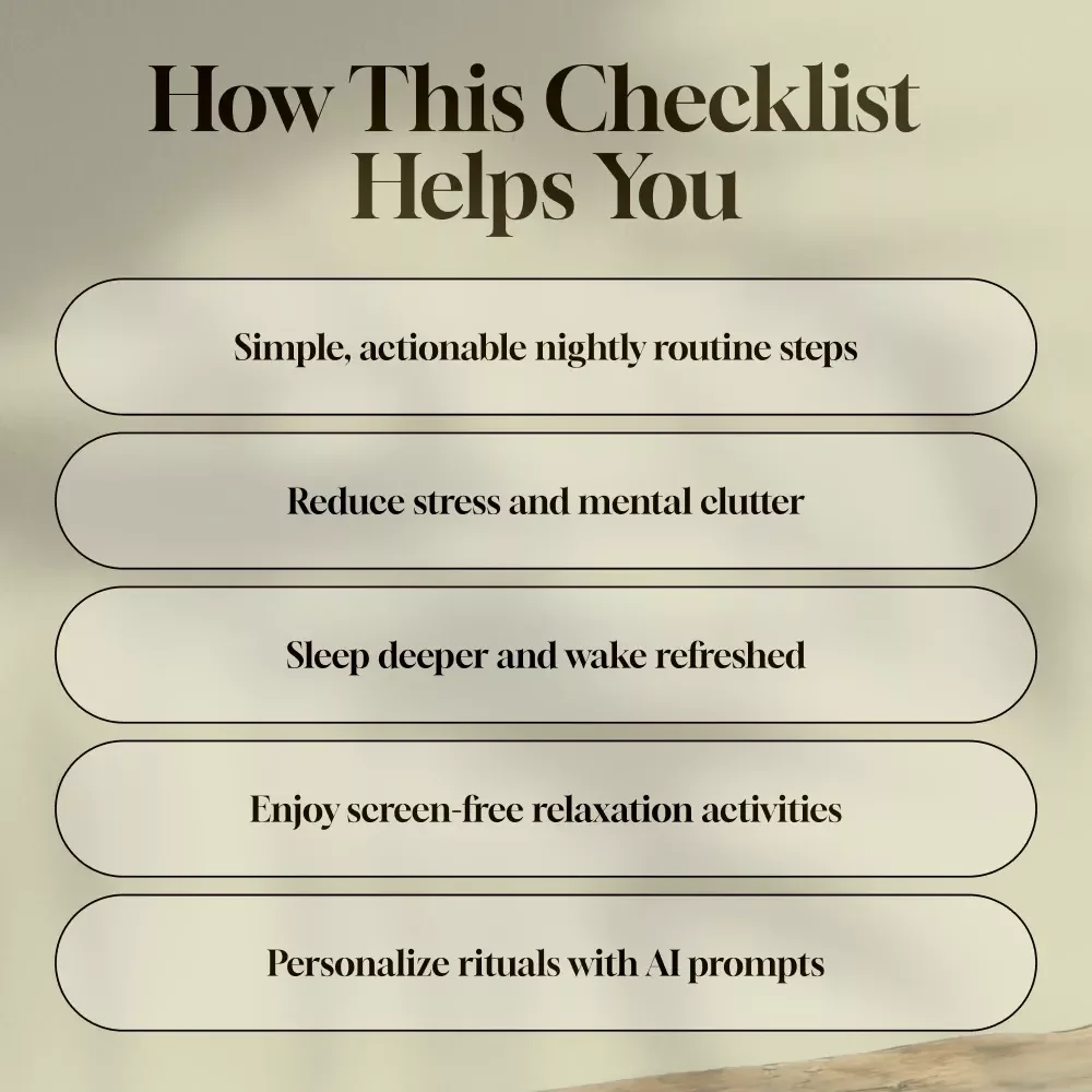 Screen-Free Wind-Down Steps Checklist | Digital Download Sleep Routine Guide | Evening Ritual eBook for Relaxation & Better Rest