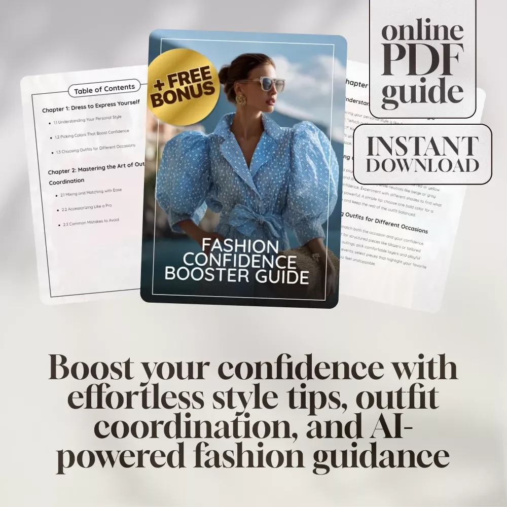 Fashion Confidence Booster Guide | Digital Download Style eBook | Personal Style, Outfit Coordination, Capsule Wardrobe & AI Prompts for Fashion Confidence | Instant PDF Checklist