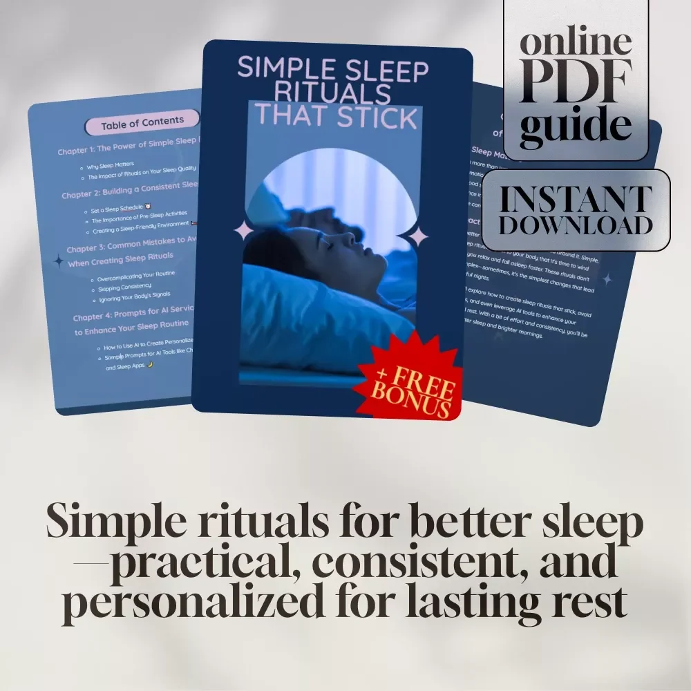 Simple Sleep Rituals That Stick | Digital Guide for Better Rest, Bedtime Routine, and Relaxation | eBook, Checklist & AI Prompts for Healthy Sleep