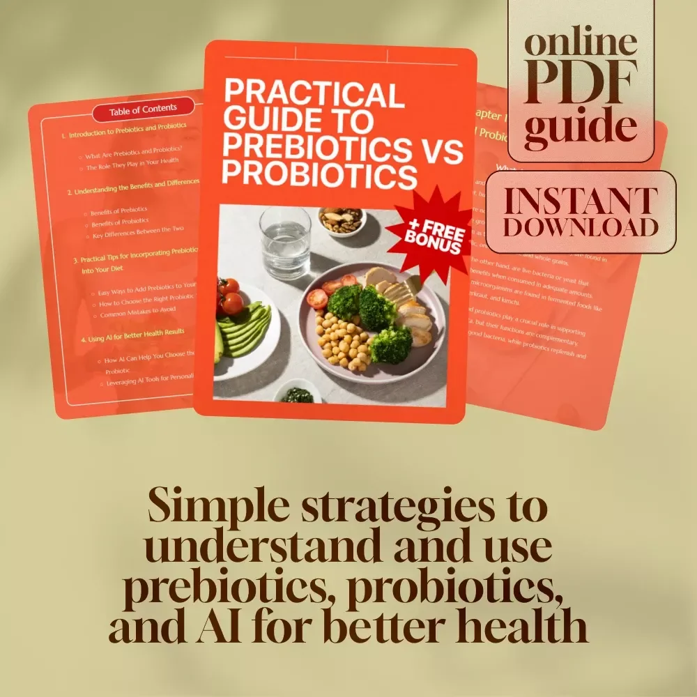 Practical Guide to Prebiotics vs Probiotics | Digital Download Health Guide, Gut Health eBook, Nutrition Checklist, AI Diet Planning Resource