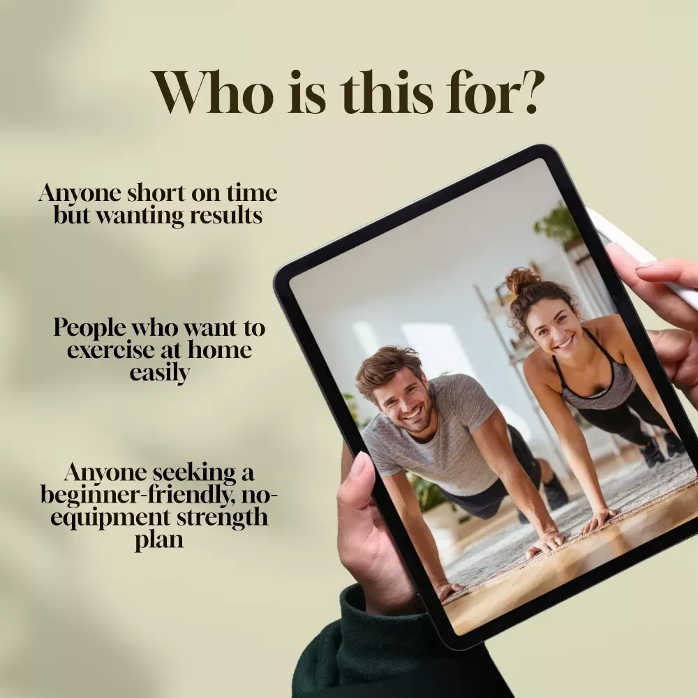 20-Minute Home Strength Plan (No Gear Checklist) | Digital Download Fitness Guide, At-Home Workout, Bodyweight Exercise Routine