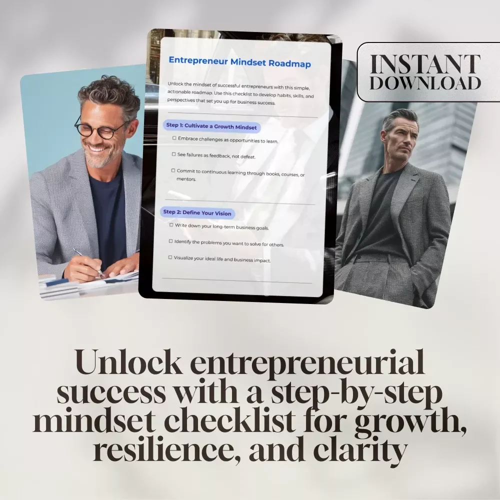 Entrepreneur Mindset Roadmap Checklist | Digital Download Guide for Success Habits, Business Growth & Entrepreneur Skills