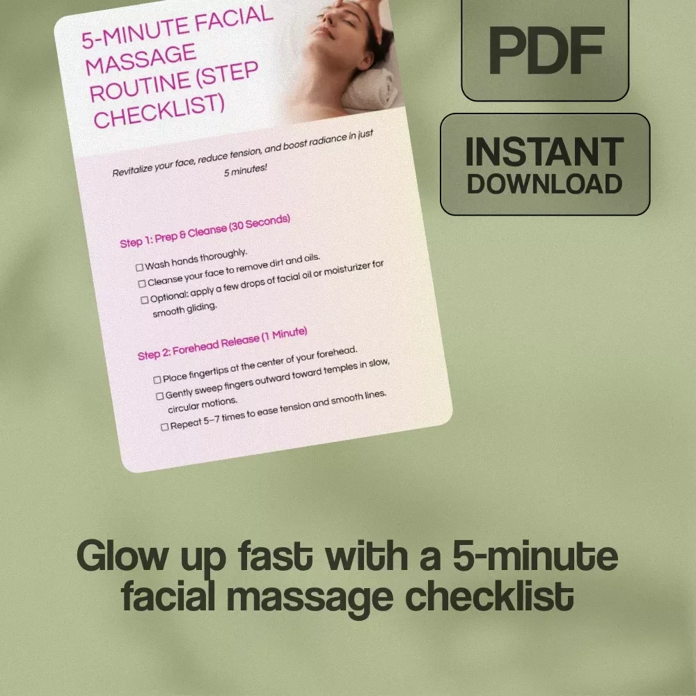 5-Minute Facial Massage Routine (Step Checklist) | Instant Digital Download | Skincare Self-Care Guide for Radiance, Anti-Aging & Relaxation