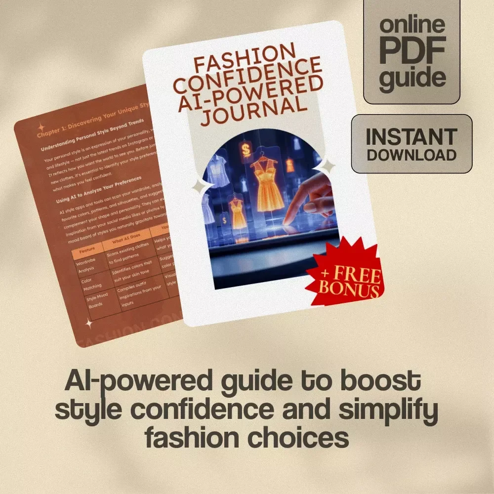 Fashion Confidence AI-Powered Journal | Digital Style Guide, Capsule Wardrobe Planner & Outfit Inspiration eBook for Women, Personal Style Growth Checklist, Instant Download