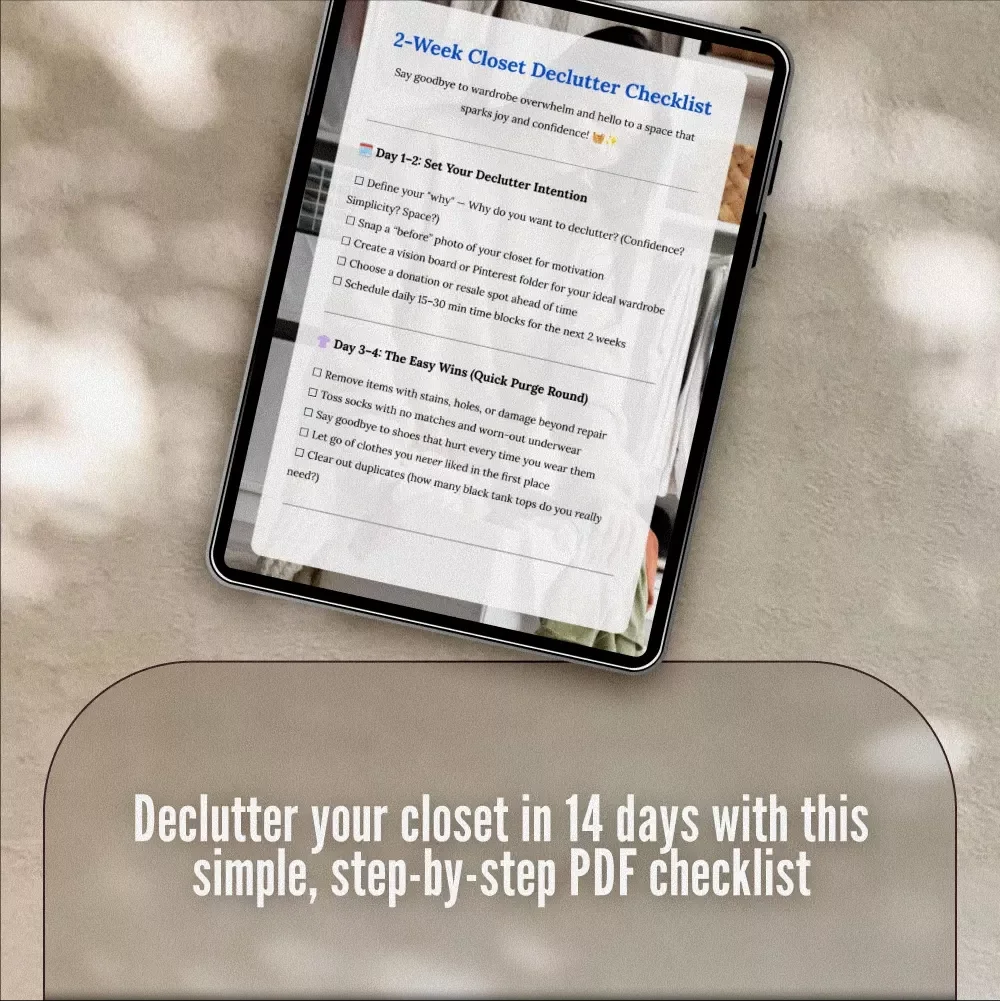 2-Week Closet Declutter Checklist | Printable Digital Download | Minimalist Wardrobe Organization Guide, Capsule Closet Planner, Decluttering eBook