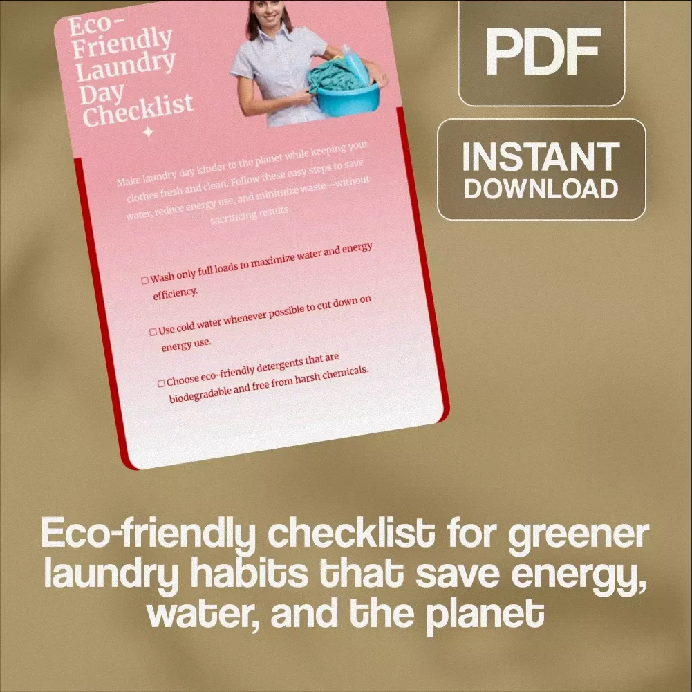 Eco-Friendly Laundry Day Checklist | Sustainable Living Guide | Digital Download Printable for Green Home & Zero Waste Lifestyle
