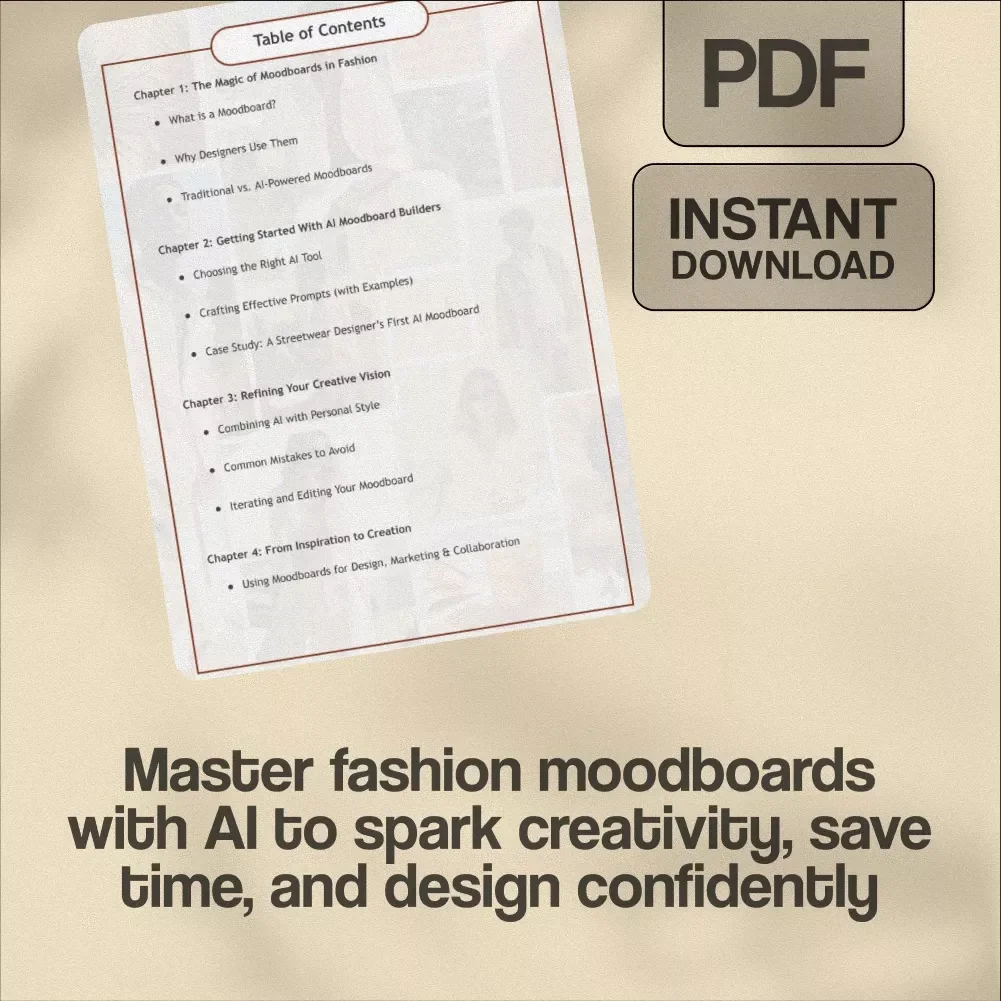 Fashion Moodboard Builder With AI | Digital Download Guide for Designers, eBook for Creative Inspiration, AI Moodboard Checklist for Fashion Design