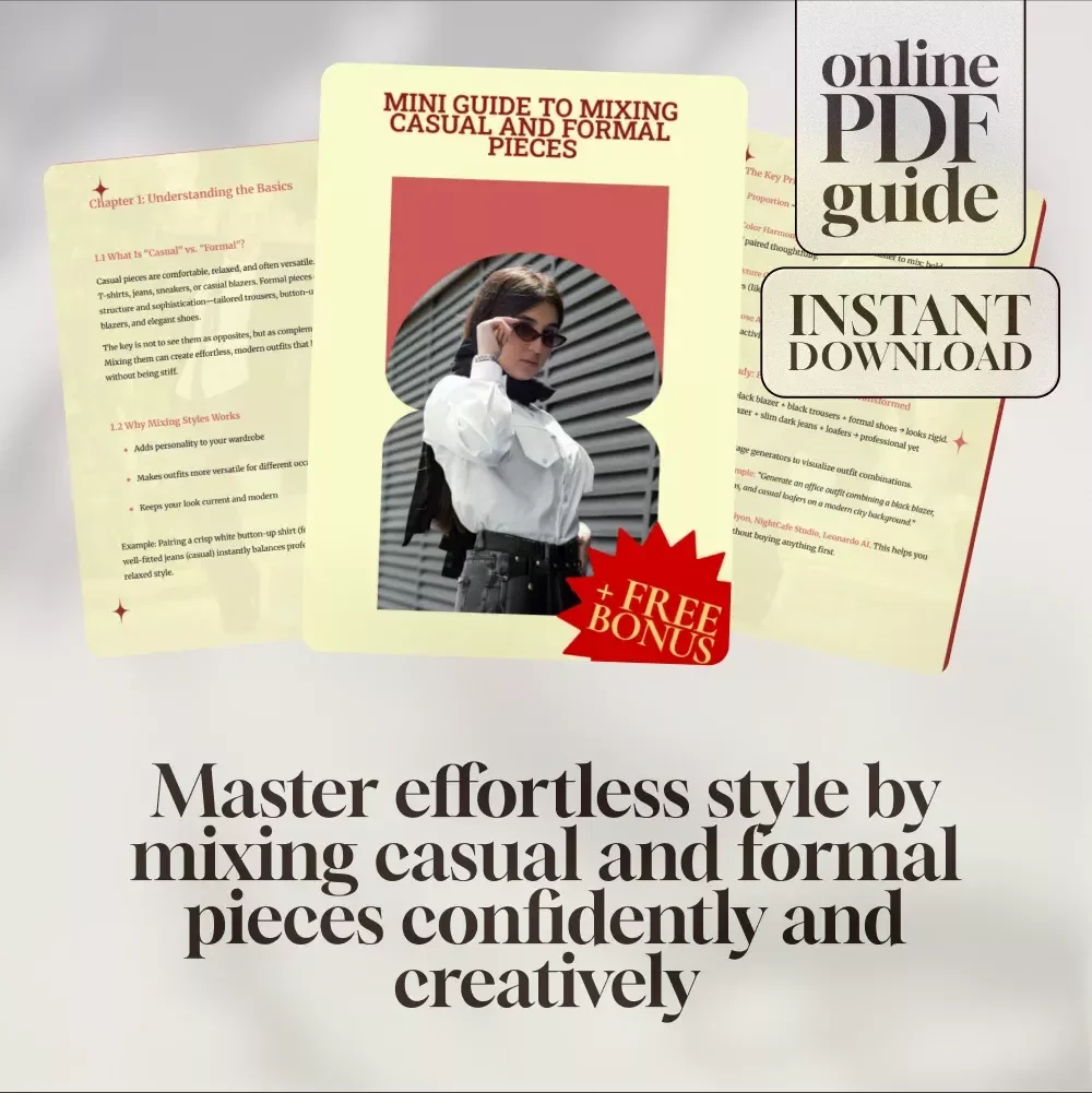 Mini Guide to Mixing Casual and Formal Pieces – Digital Style Guide for Effortless Day-to-Night Outfits, Wardrobe Planning, and AI-Powered Outfit Ideas