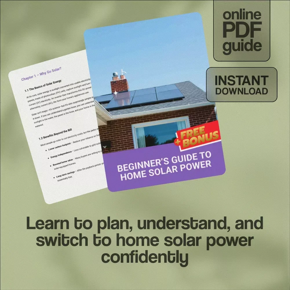 Beginner’s Guide to Home Solar Power – Easy Digital Download Guide to Going Solar, Understanding Solar Options, and Planning Your Home Solar Setup