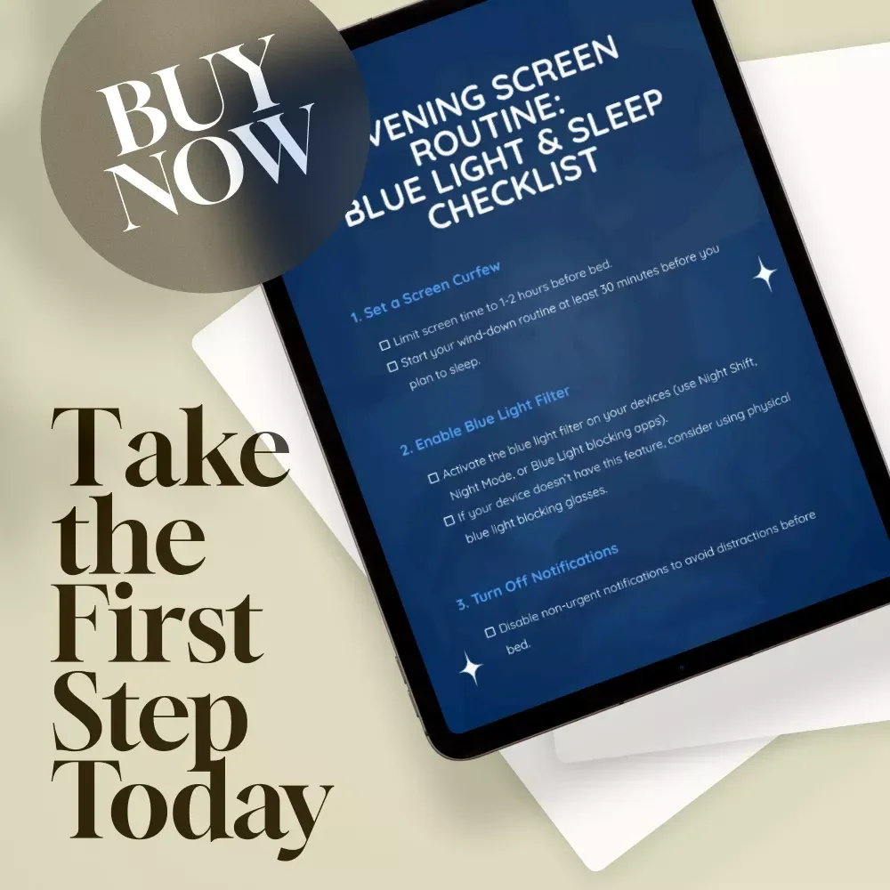 Evening Screen Routine: Blue Light & Sleep Checklist | Digital Download Sleep Hygiene Guide | Nighttime Screen Time Tips for Better Rest